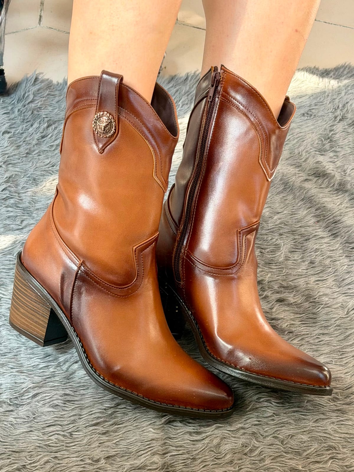 Bota vaquera mediana - Camel