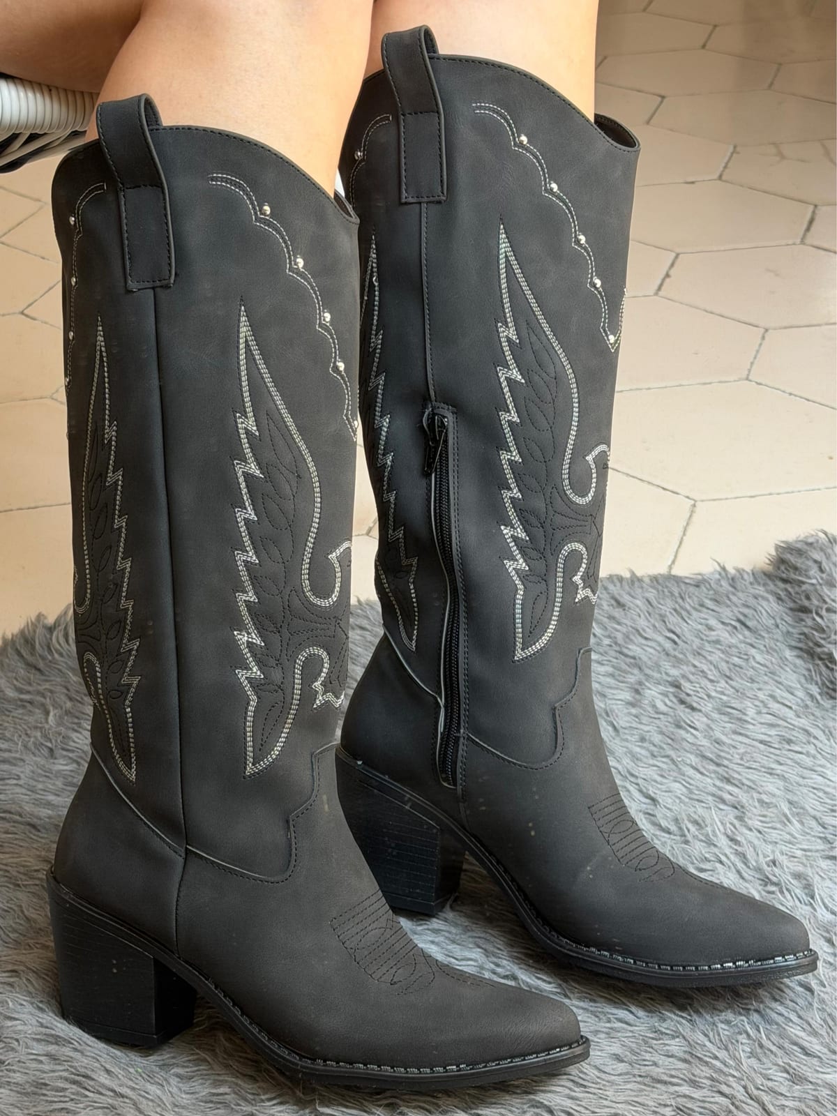 Bota vaquera alta aguila tisa - Negro