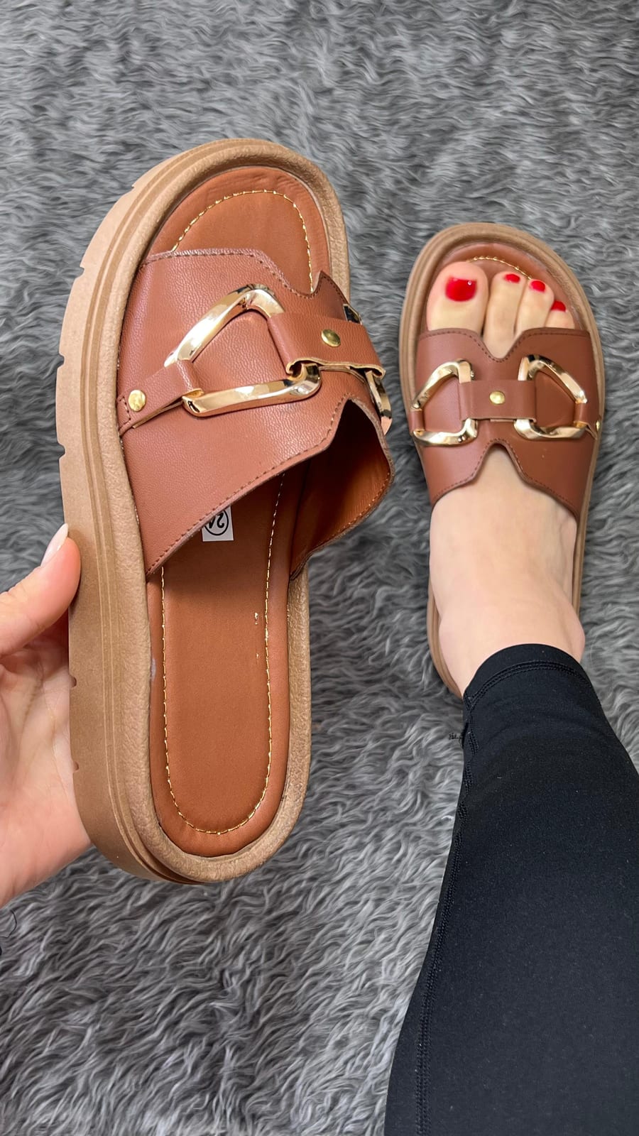 Huarache con tira H y herraje - Camel