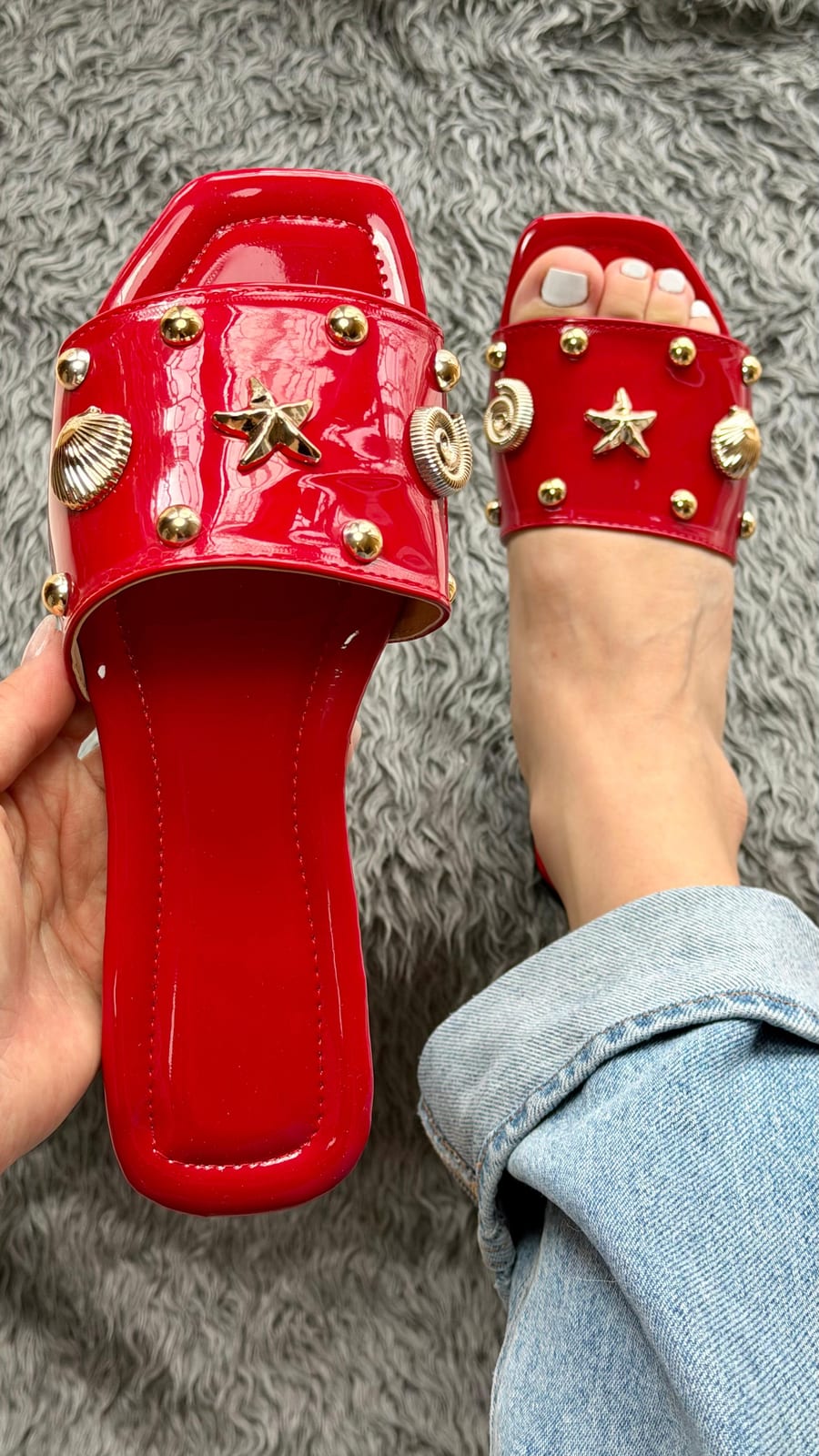 Sandalia conchas varios - Rojo